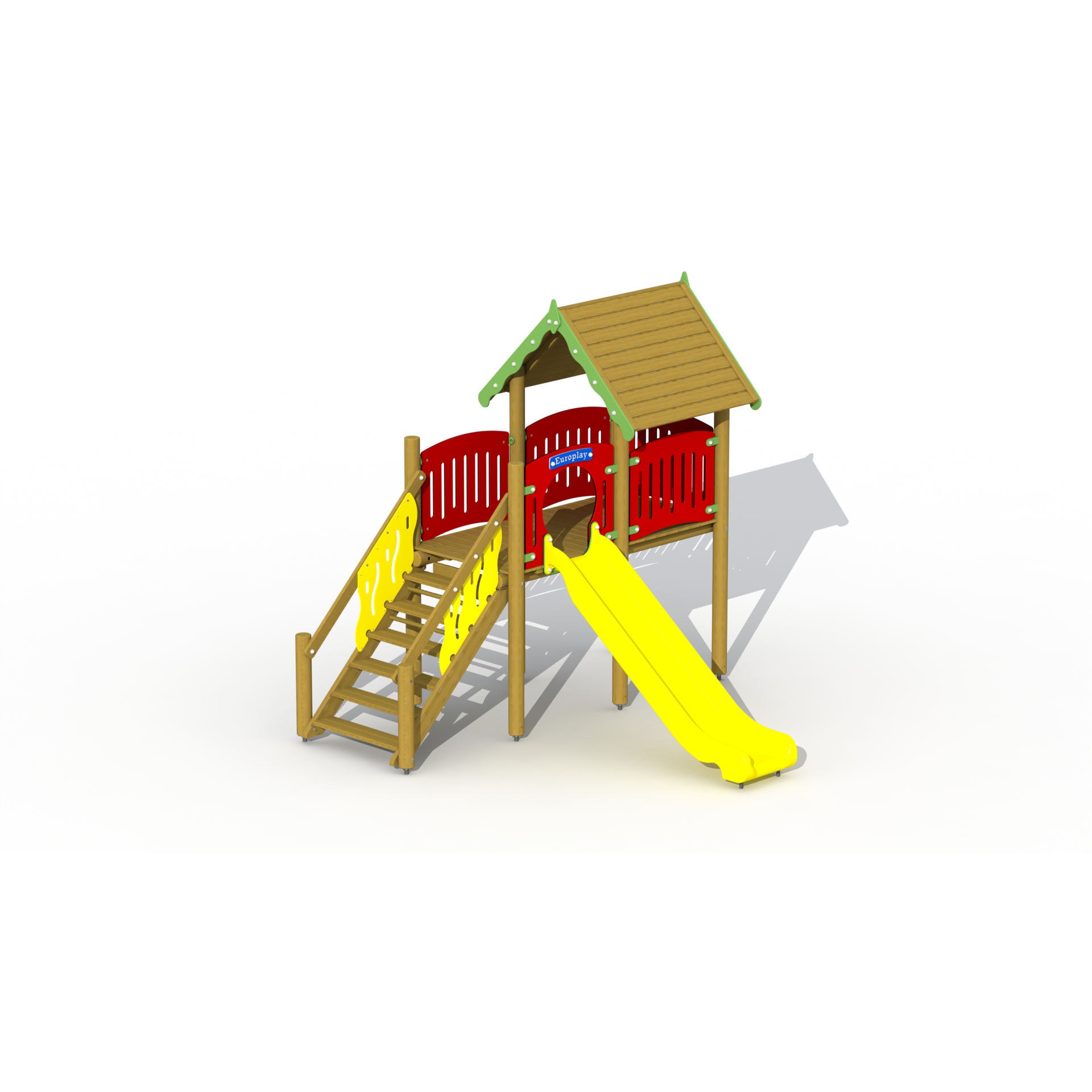 Pfahlbau mit Kunststoffrutsche