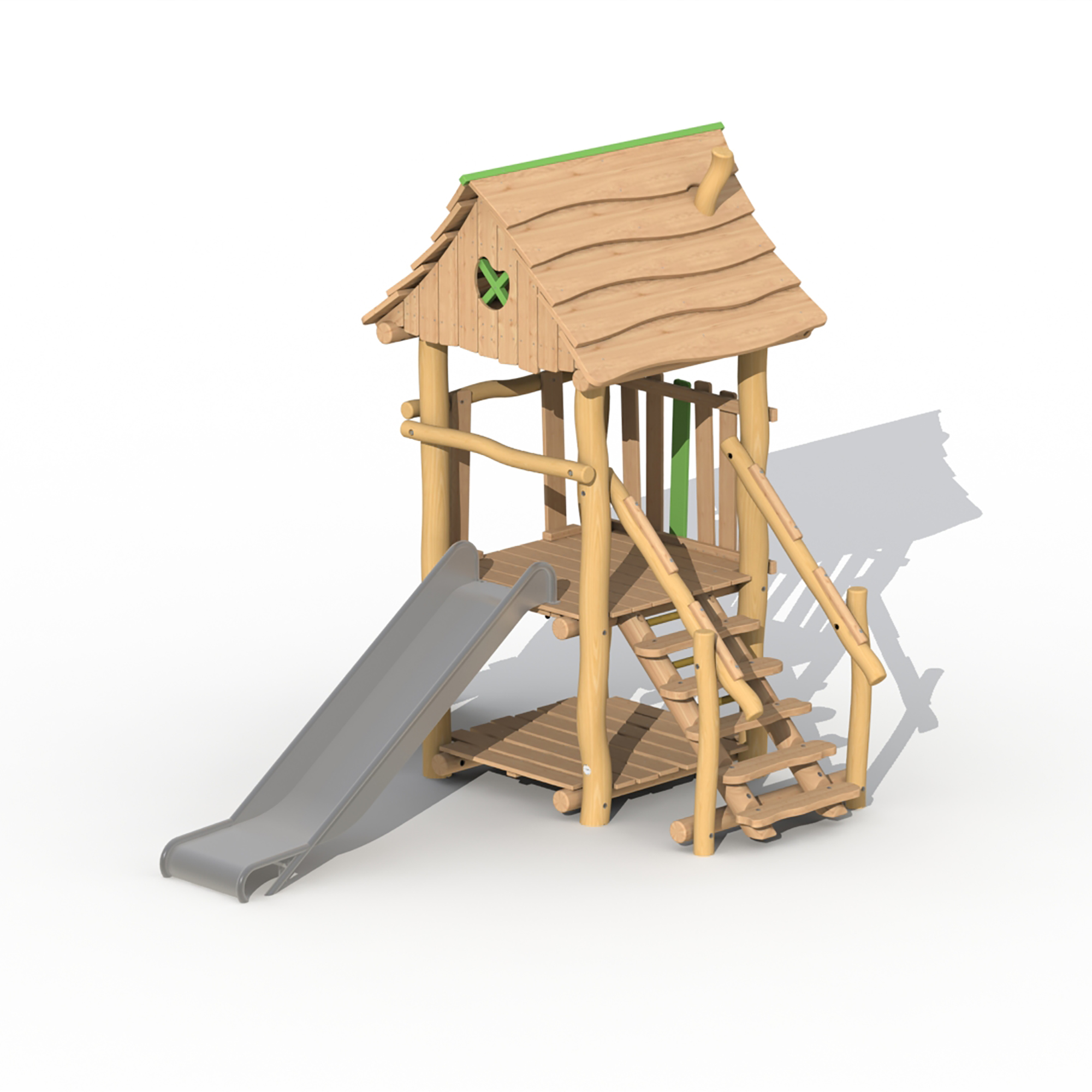 Robinie Jägerturm Edelstahlrutsche mit Dach