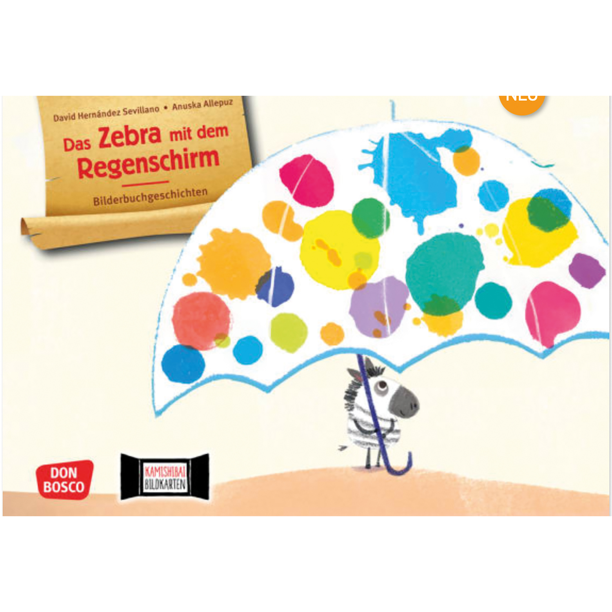 Das Zebra mit dem Regenschirm. Kamishibai Bildkartenset