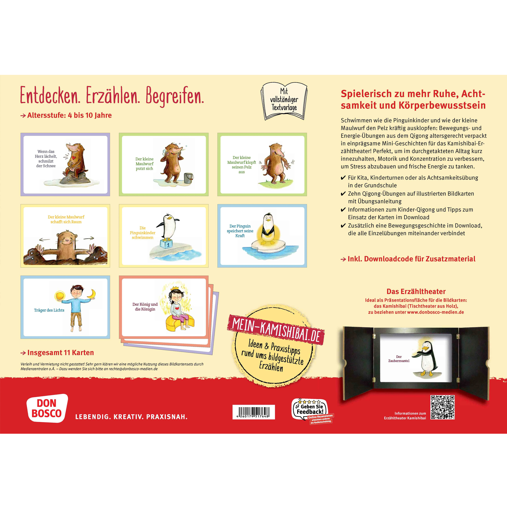 Kamishibai Karten Wenn das Herz lächelt, schmilzt der Schnee 10 Qigong-Übungen für Kinder