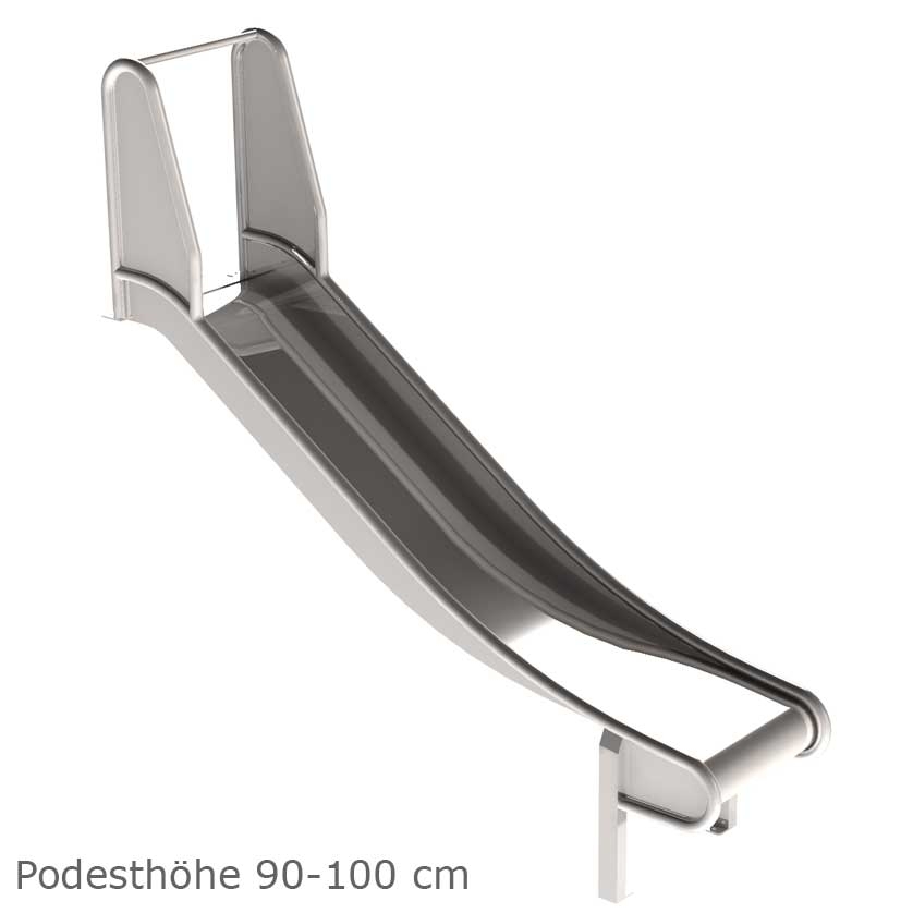 Edelstahlrutsche mit Ohren für Podest und Hang Breite 50 cm, PH 225 - 250 cm geprüft und zertifiziert für den öffentlichen Bereich