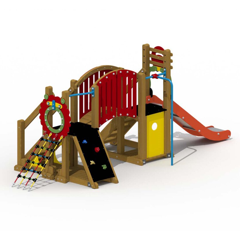 Mammut: Edelstahlrutsche, Bogenbrücke, Rutschstange