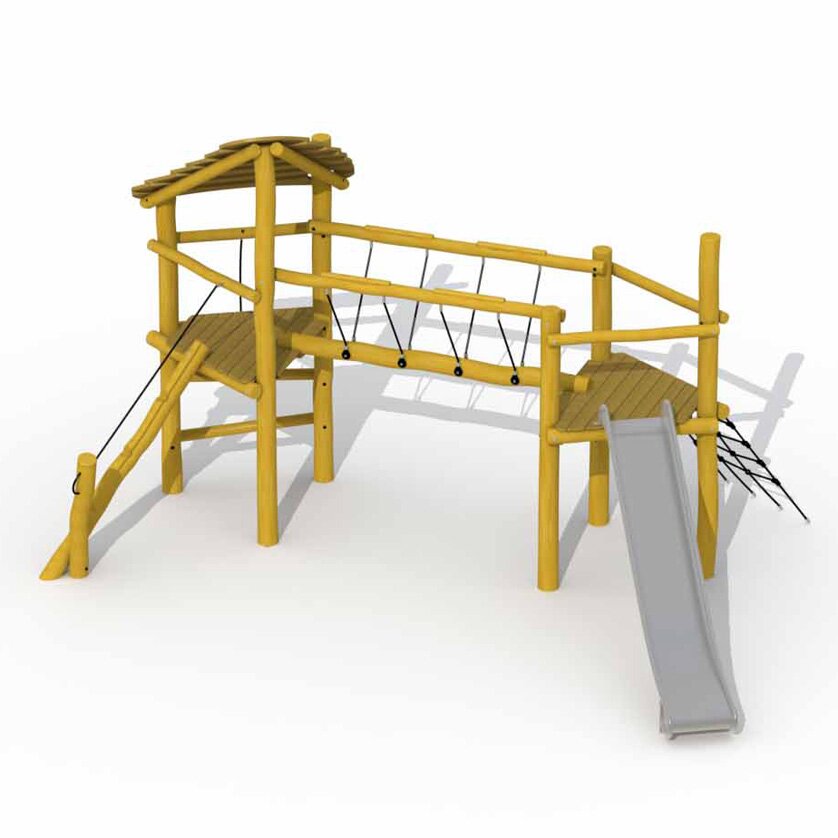 Robinie Käferbrücke mitDach und Rutschbahn