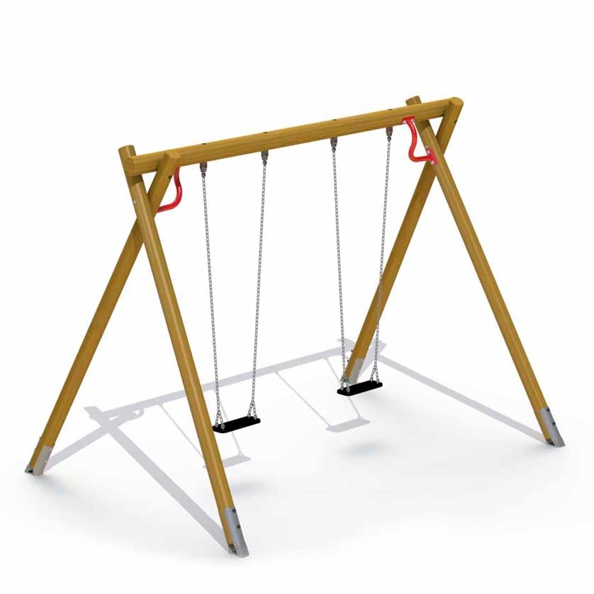 Hohe Doppelschaukel mit 2 Gummisitzen