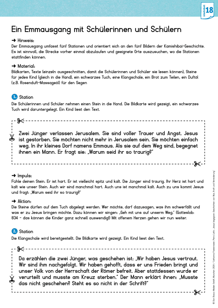 Jesus begegnen: Geschichten von Mut, Kraft und Veränderung. 3 x 5 Kinderbibel-Bildkarten. Mit Arbeitsblättern für Klasse 3 und 4. Kamishibai Bildkartenset