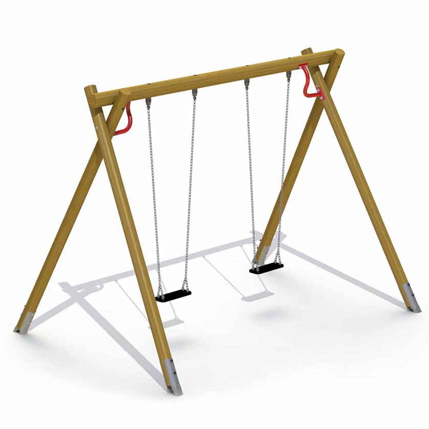 Hohe Doppelschaukel aus Lärchenholz