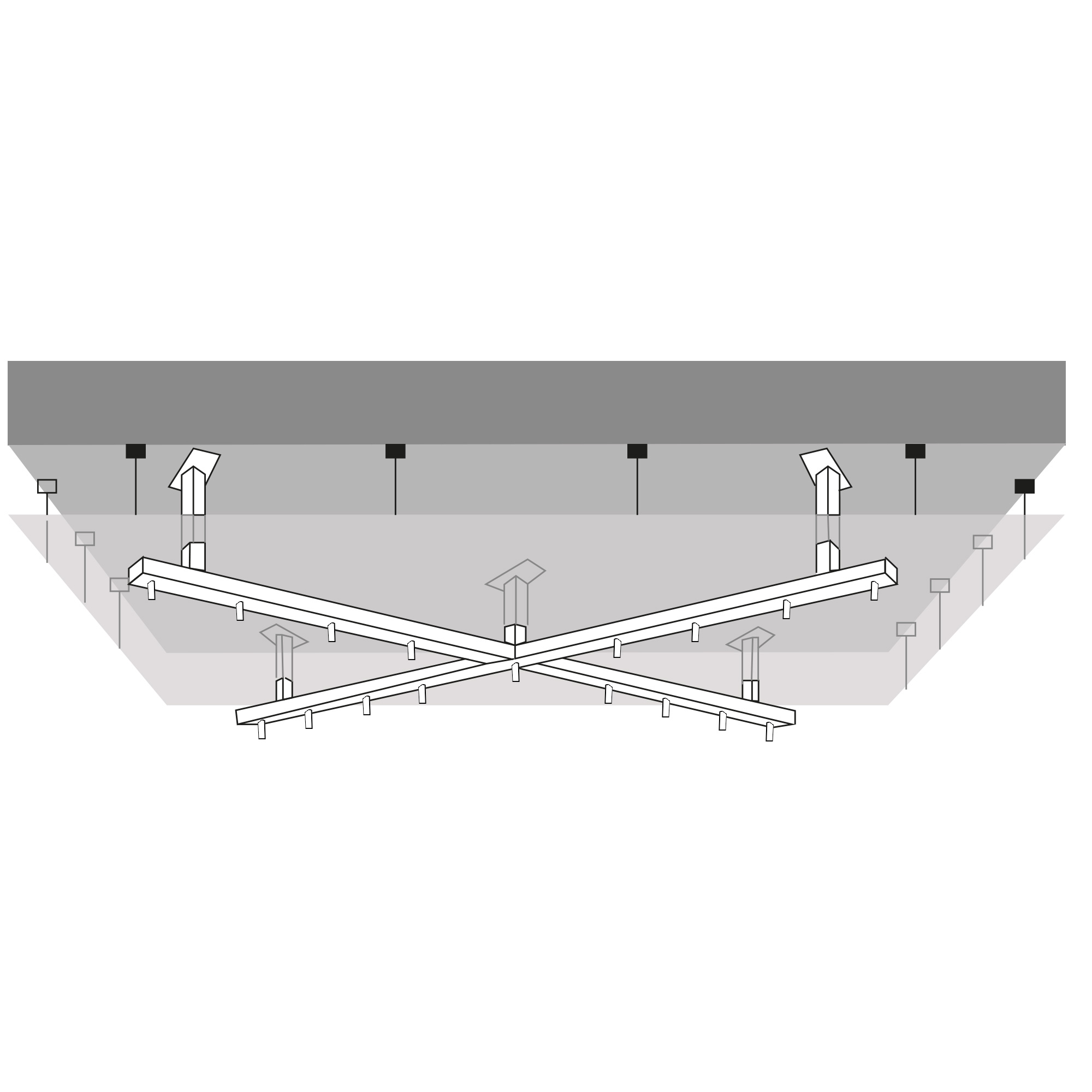 Universal-Deckenkreuz für abgehängte Decken bis 60 cm