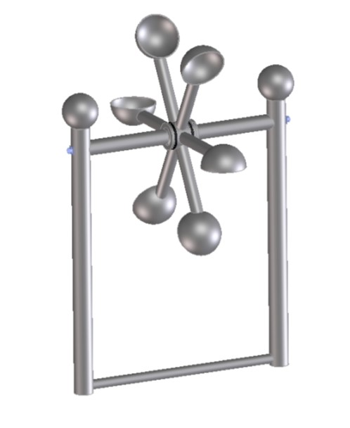 Wasserspiel-Löffelrad aus Edelstahl ? 6 Halbschalen & stabile gerade Standfüße für Spielplatz & Kita