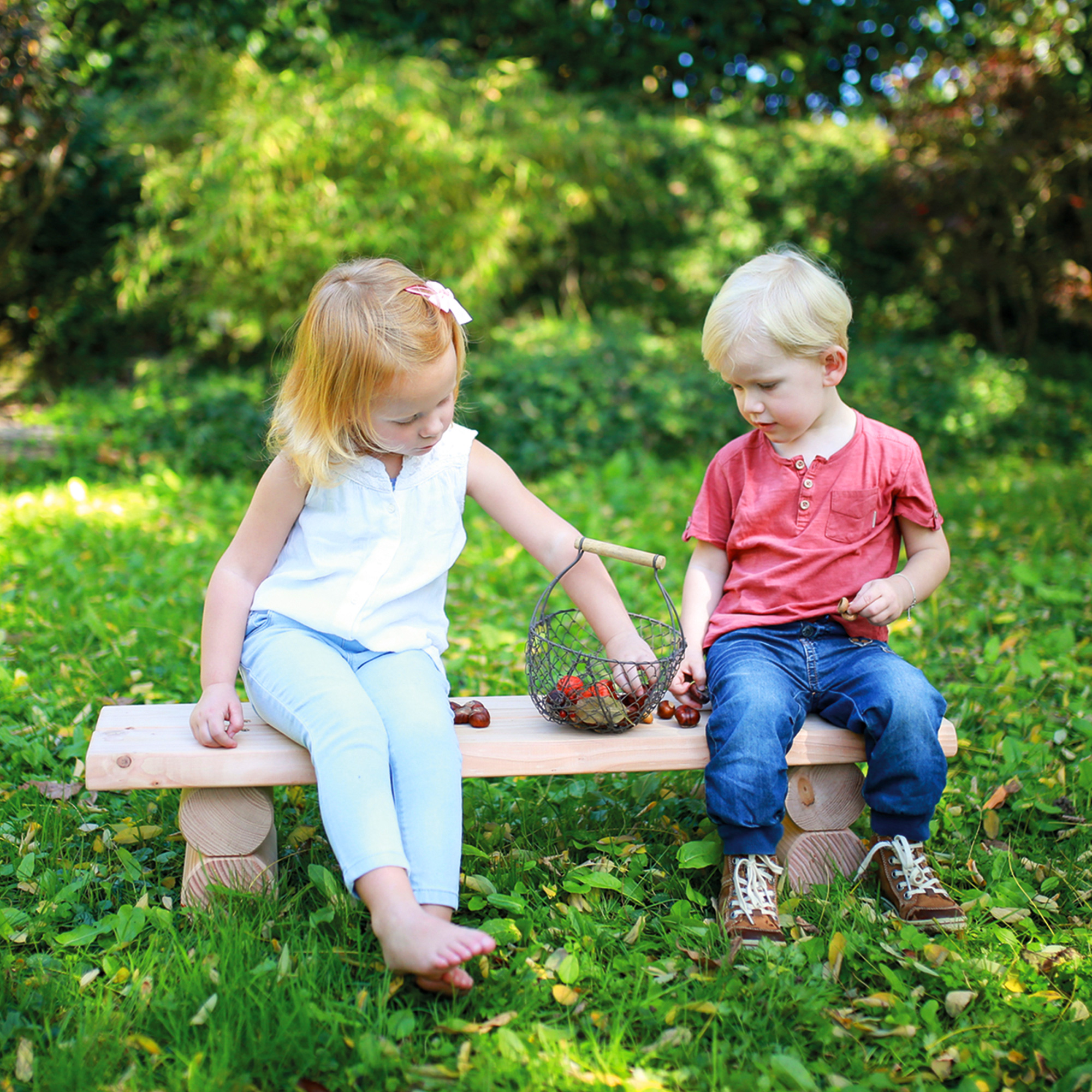 Kindergarten-Bank ohne Lehne Rustica