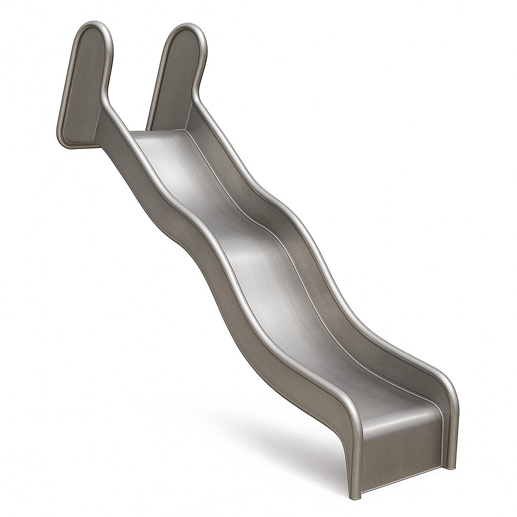 Edelstahlrutsche Welle 50 cm breit ? Anbau- & Hangrutsche 300 cm