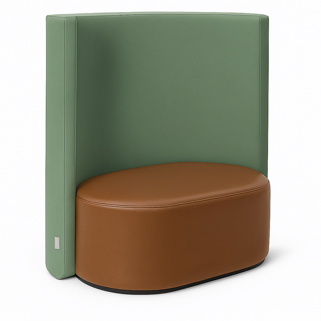 Akustiksofa Eden mit Kunstleder und Webstoff Belt/Lido Braun Pelican