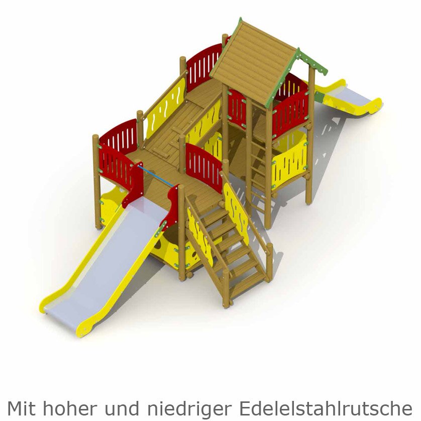Seeräuberschloss mit hoher u. kurzer Edelstahlruts