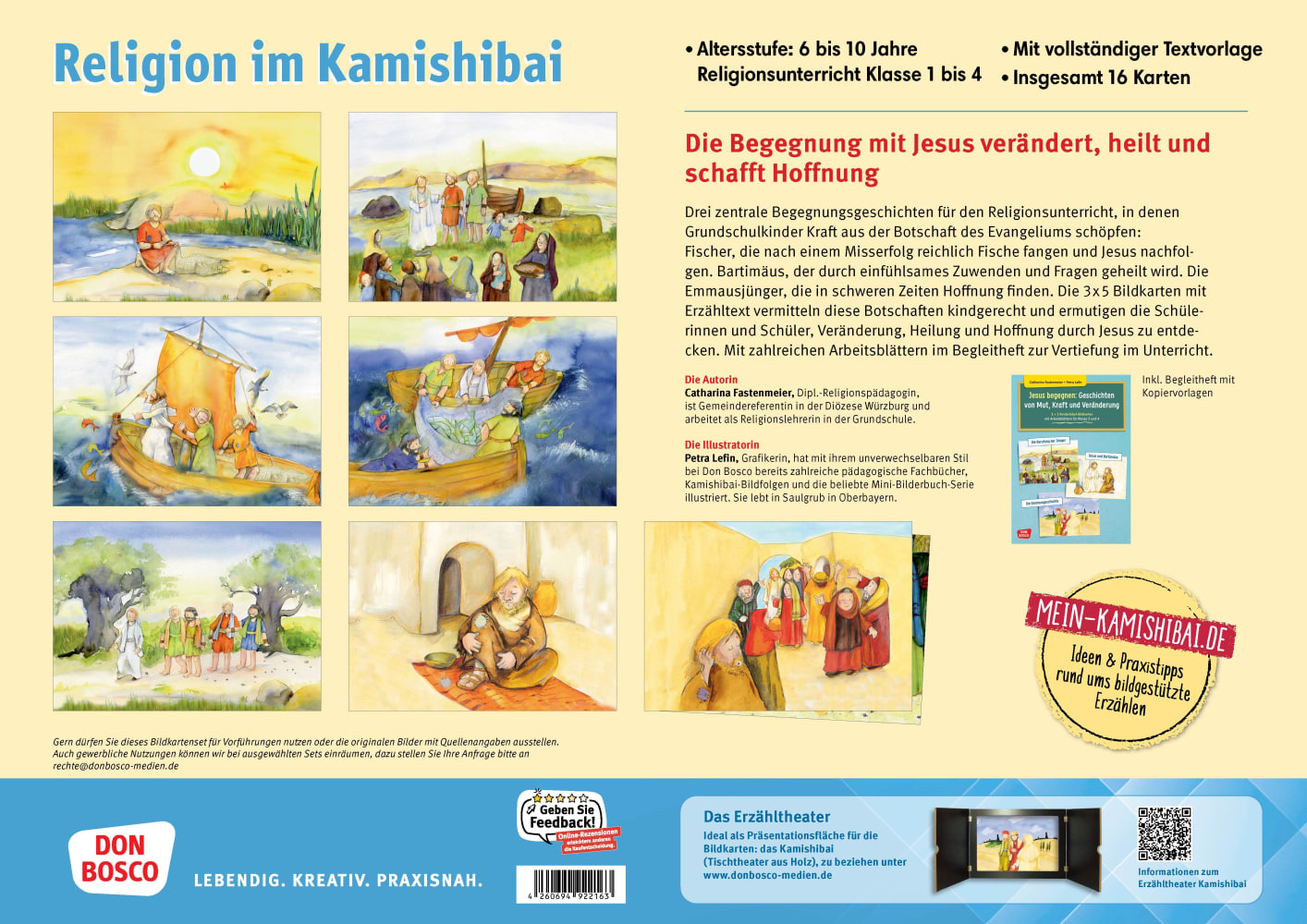 Jesus begegnen: Geschichten von Mut, Kraft und Veränderung. 3 x 5 Kinderbibel-Bildkarten. Mit Arbeitsblättern für Klasse 3 und 4. Kamishibai Bildkartenset