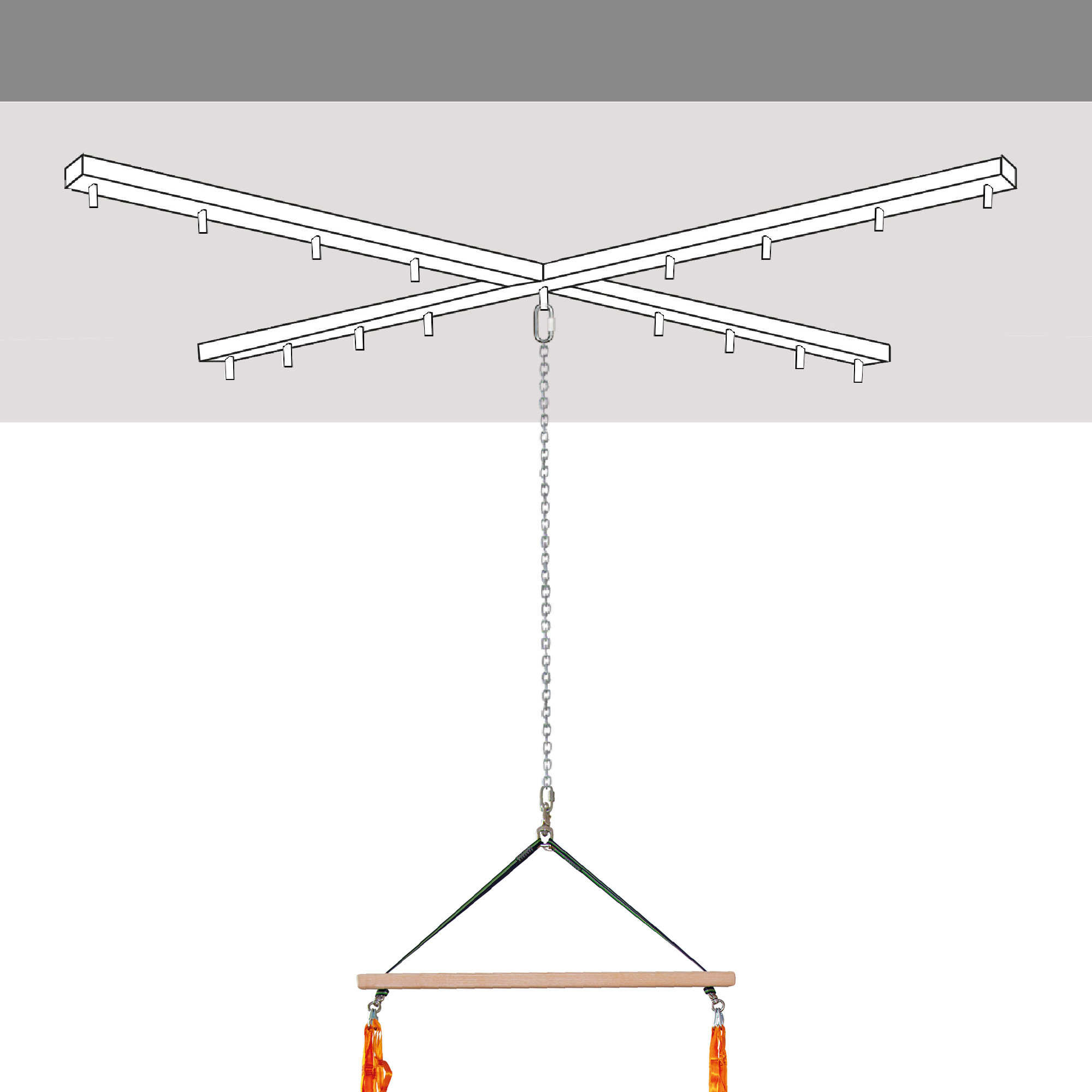 Universal-Deckenkreuz für abgehängte Decken bis 60 cm