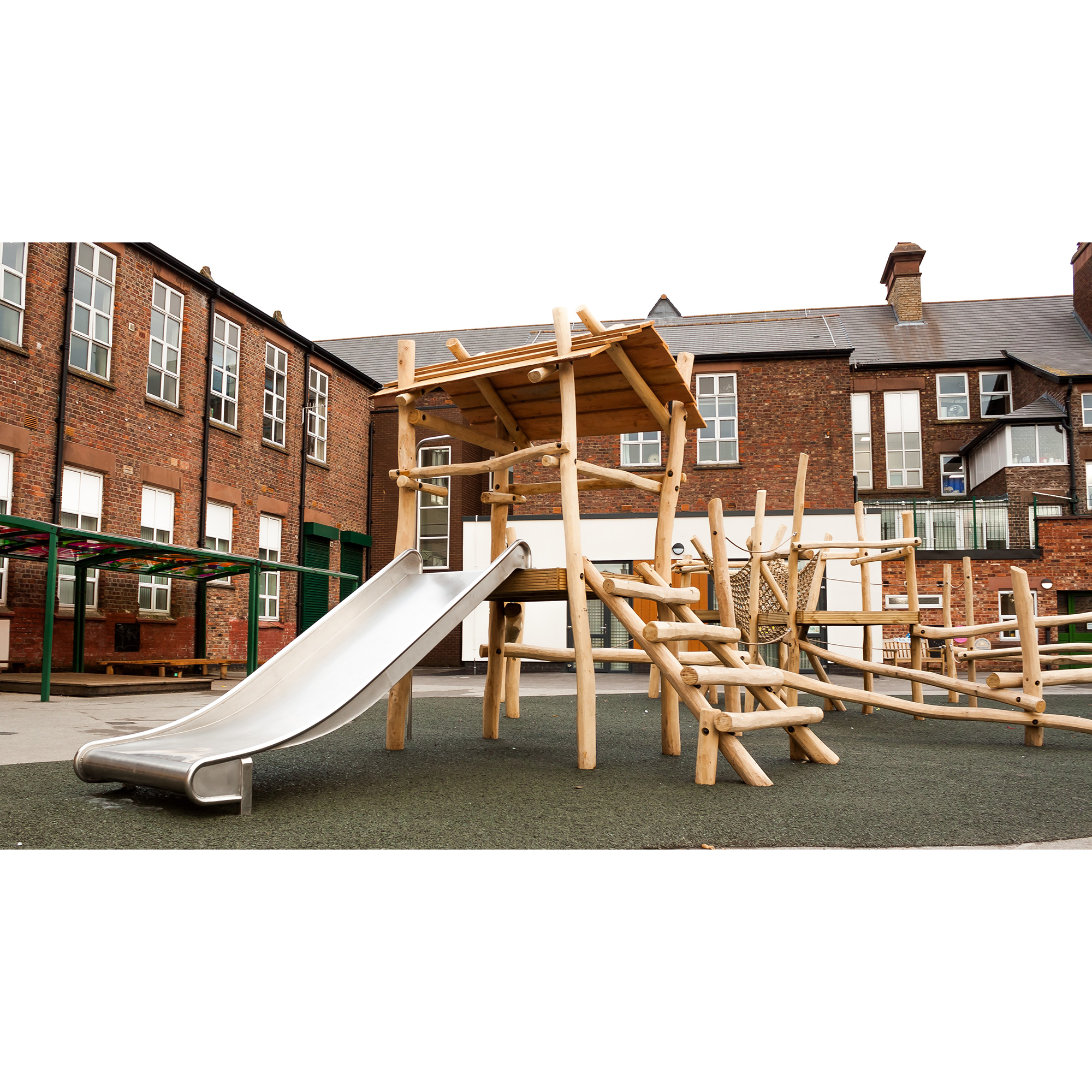 Edelstahlrutsche Breite 1m, ohne Leiter, ohne Ohren, PH 2,25 - 2,50 m, geprüft und zertifiziert für den öffentlichen Bereich