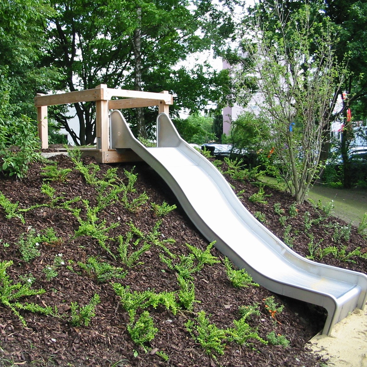 Edelstahlrutsche Welle 100 cm breit ? Anbau- & Hangrutsche 300 cm