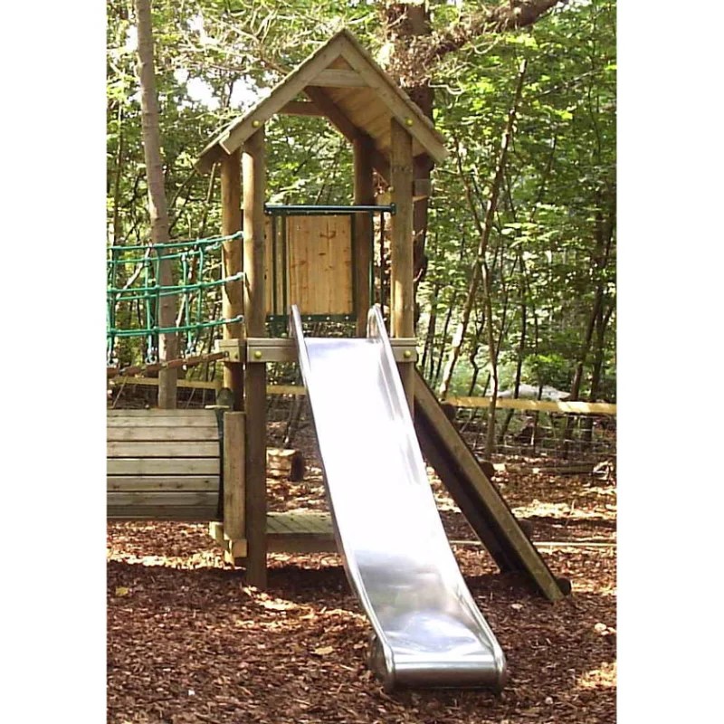 Edelstahlrutsche ohne Ohren, Breite 50 cm, PH 225-250 cm, geprüft und zertifiziert für den öffentlichen Bereich