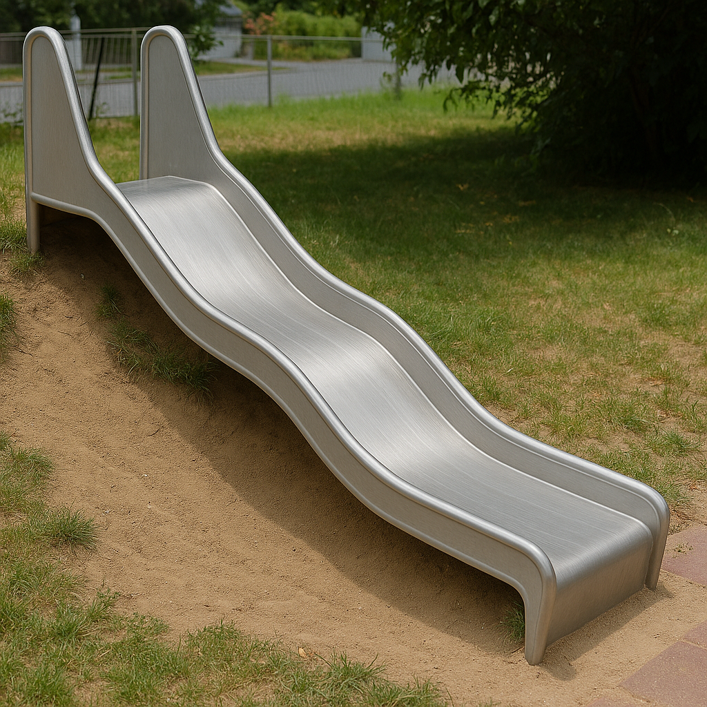 Edelstahlrutsche Welle 50 cm breit ? Anbau- & Hangrutsche 300 cm