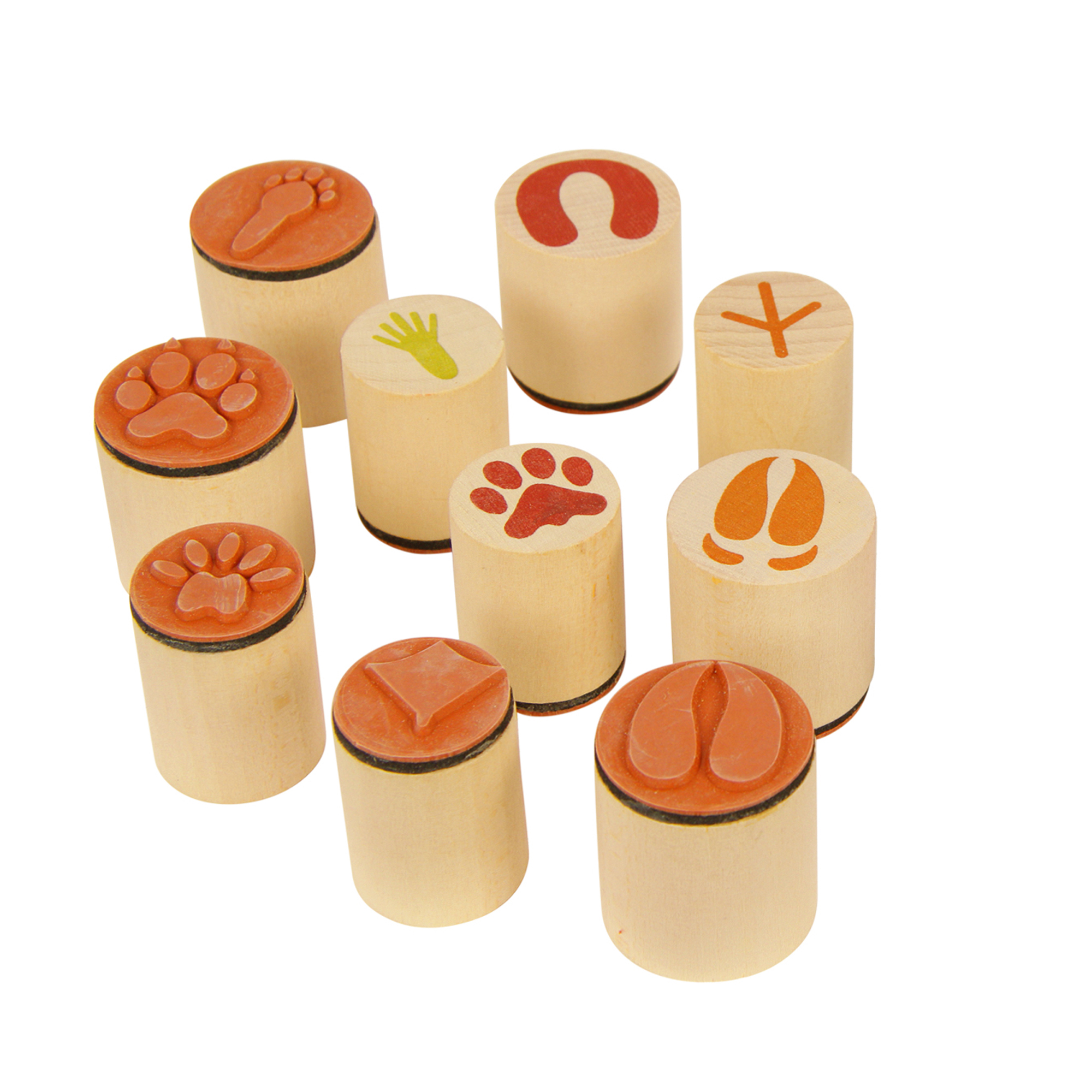 Holz-Tierspurenstempel Set