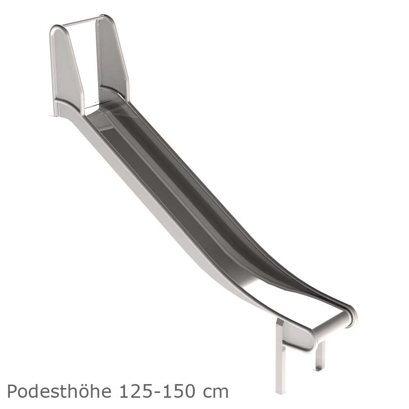 Edelstahlrutsche mit Ohren für Podest und Hang Breite 50 cm, PH 225 - 250 cm geprüft und zertifiziert für den öffentlichen Bereich