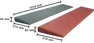 Randkeil aus Gummi 60 mm /15 mm, 101 x 31cm, rotbraun