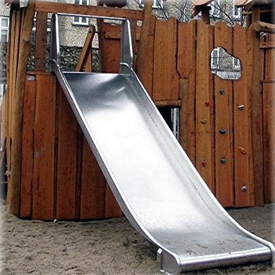 Edelstahlrutsche o. Leiter, Br. 1m, PH 225-250 cm geprüft und zertifiziert für den öffentlichen Bereich