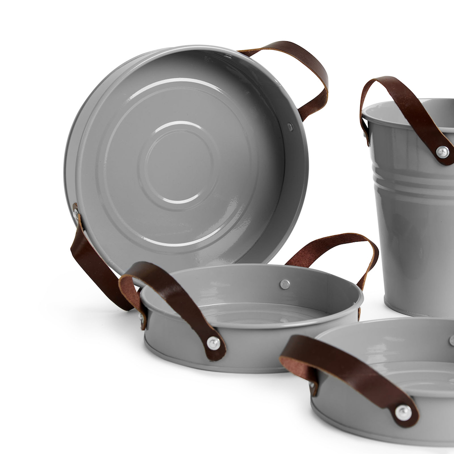 Metall Eimer und Schalen 4er Set