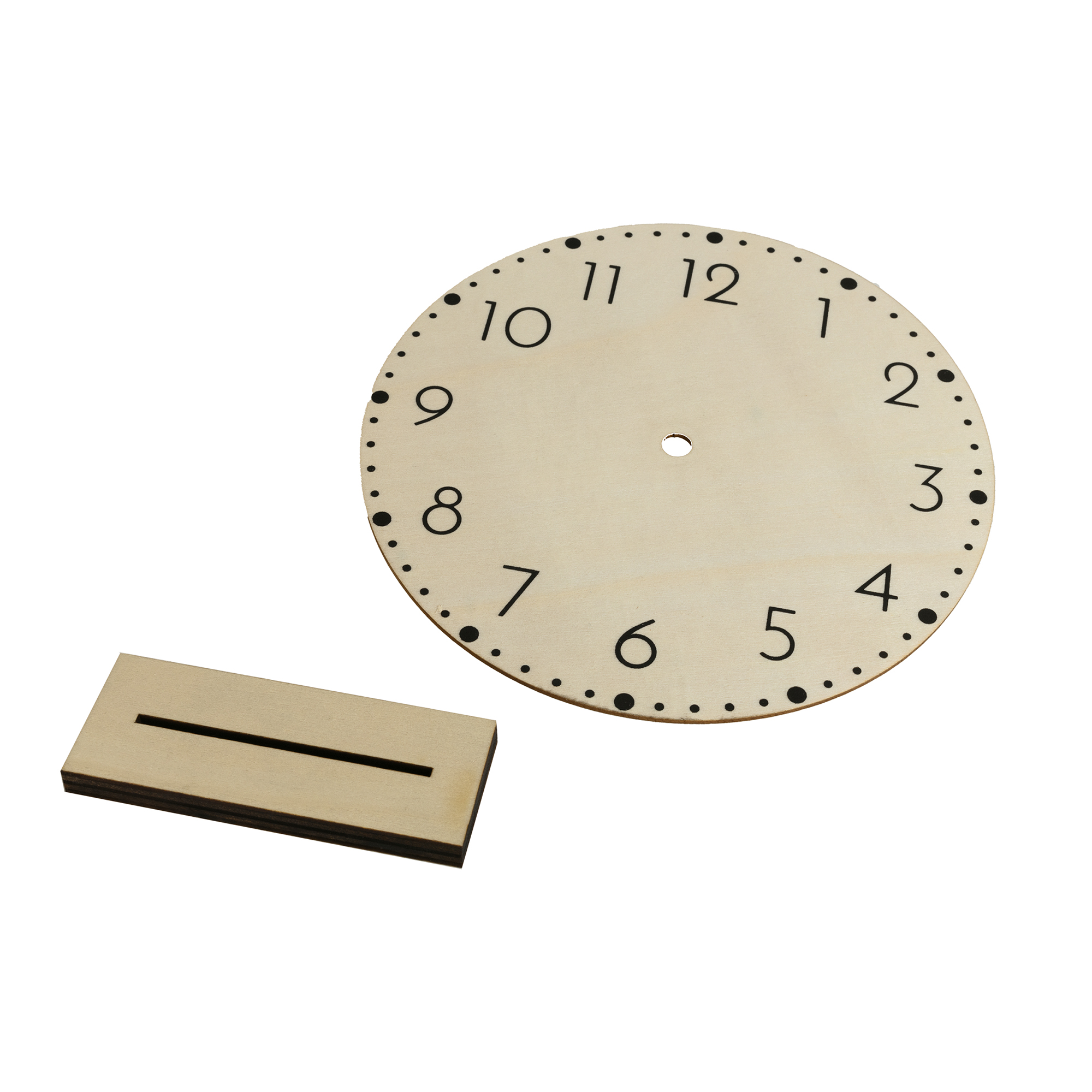 Holz- Ziffernblatt inkl. Ständer ohne Uhrwerk