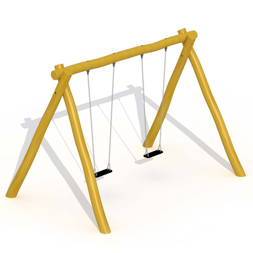 Robinie Schaukel mit 2 Gummisitzen