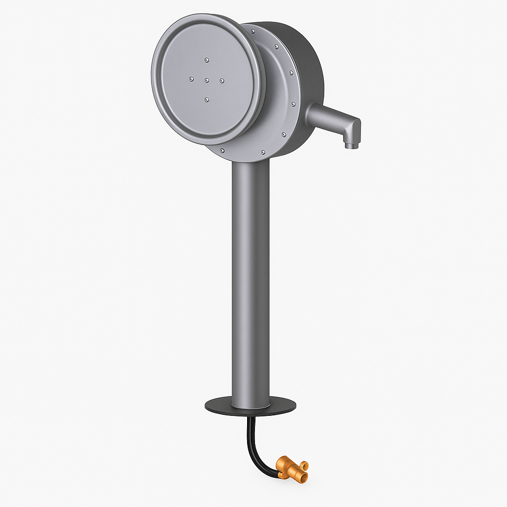 Wasserpumpe mit Kurbel aus Edelstahl mit Hygienespülung