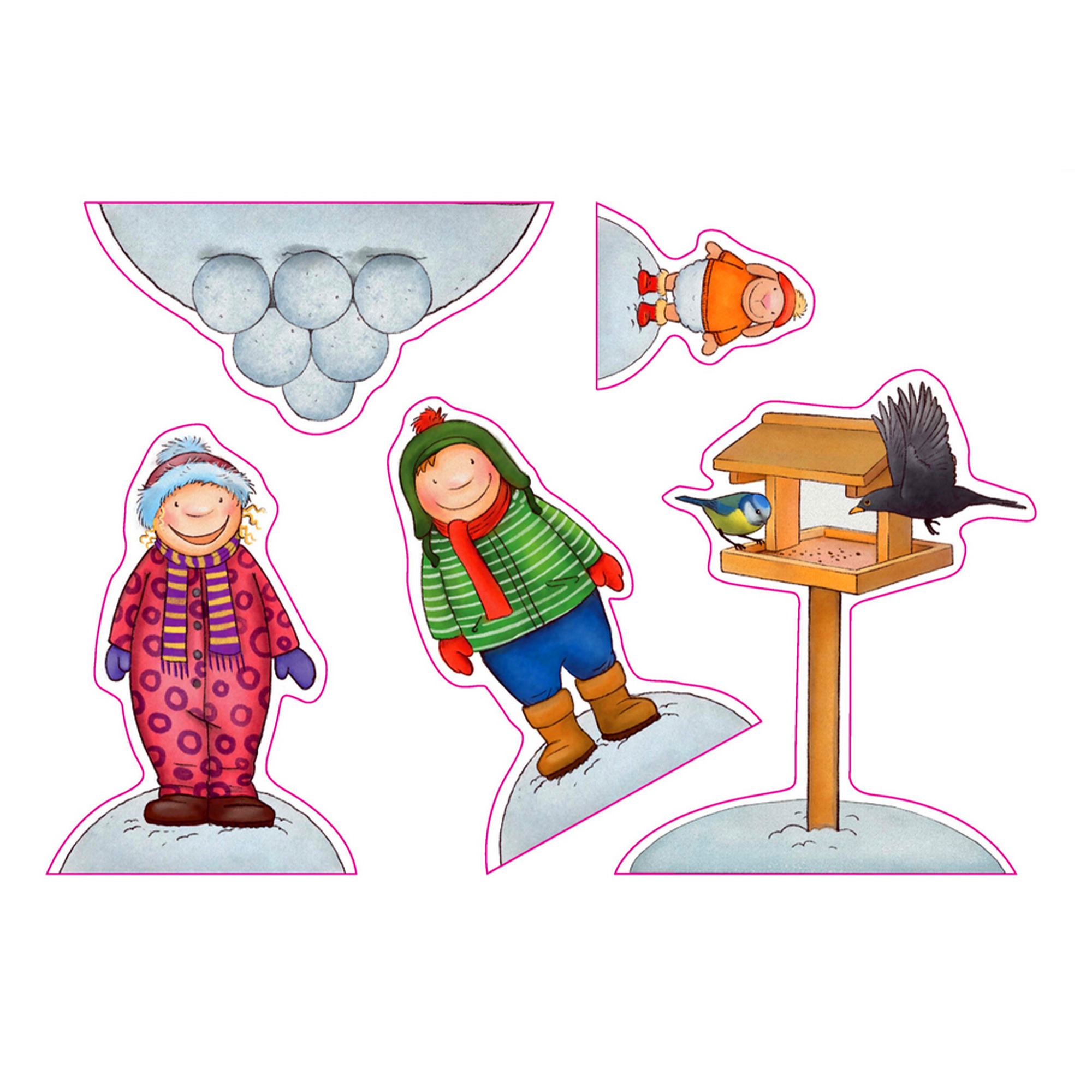 Emma und Paul erleben den Winter - Spielfiguren für die Erzählschiene