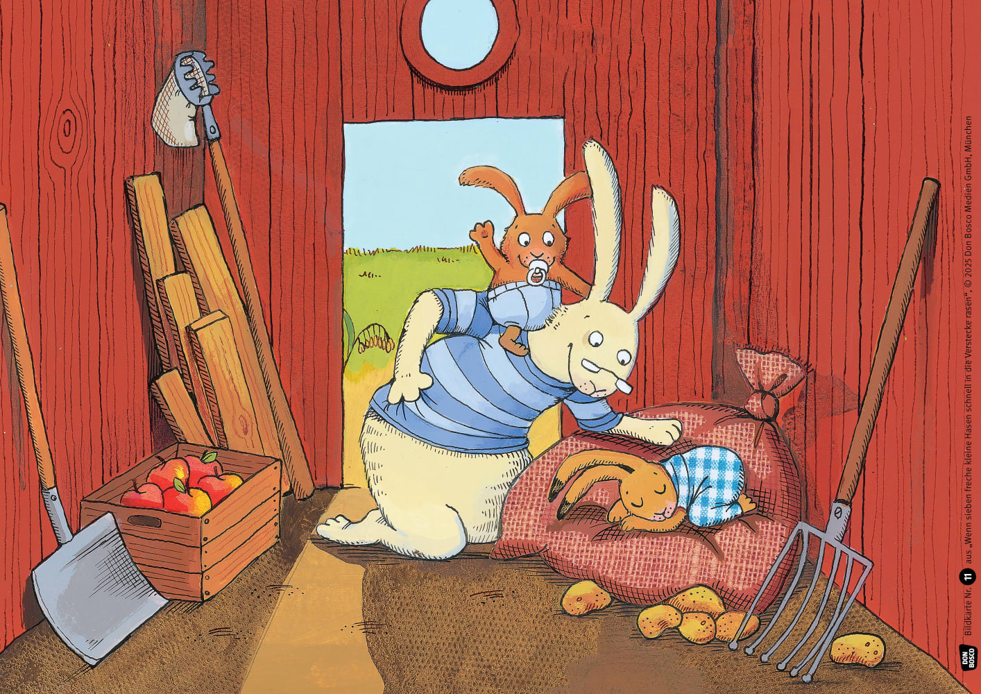 Wenn sieben freche kleine Hasen schnell in die Verstecke rasen. Kamishibai Bildkartenset