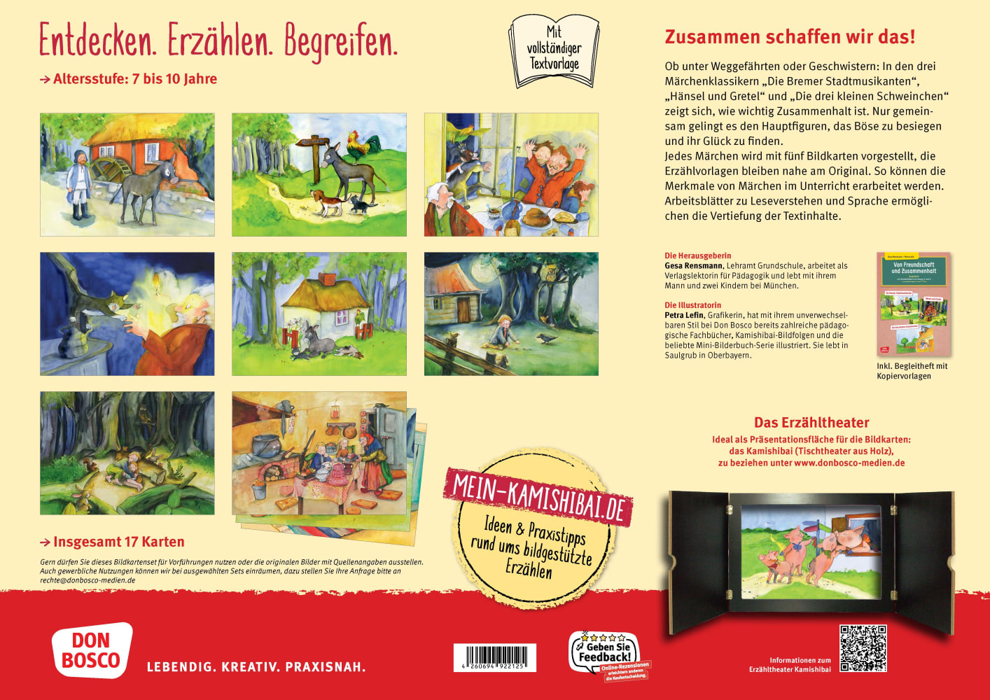 Von Freundschaft und Zusammenhalt - 3 x 5 Märchen-Bildkarten. Mit Arbeitsblättern für Klasse 3 und 4. Kamishibai Bildkartenset